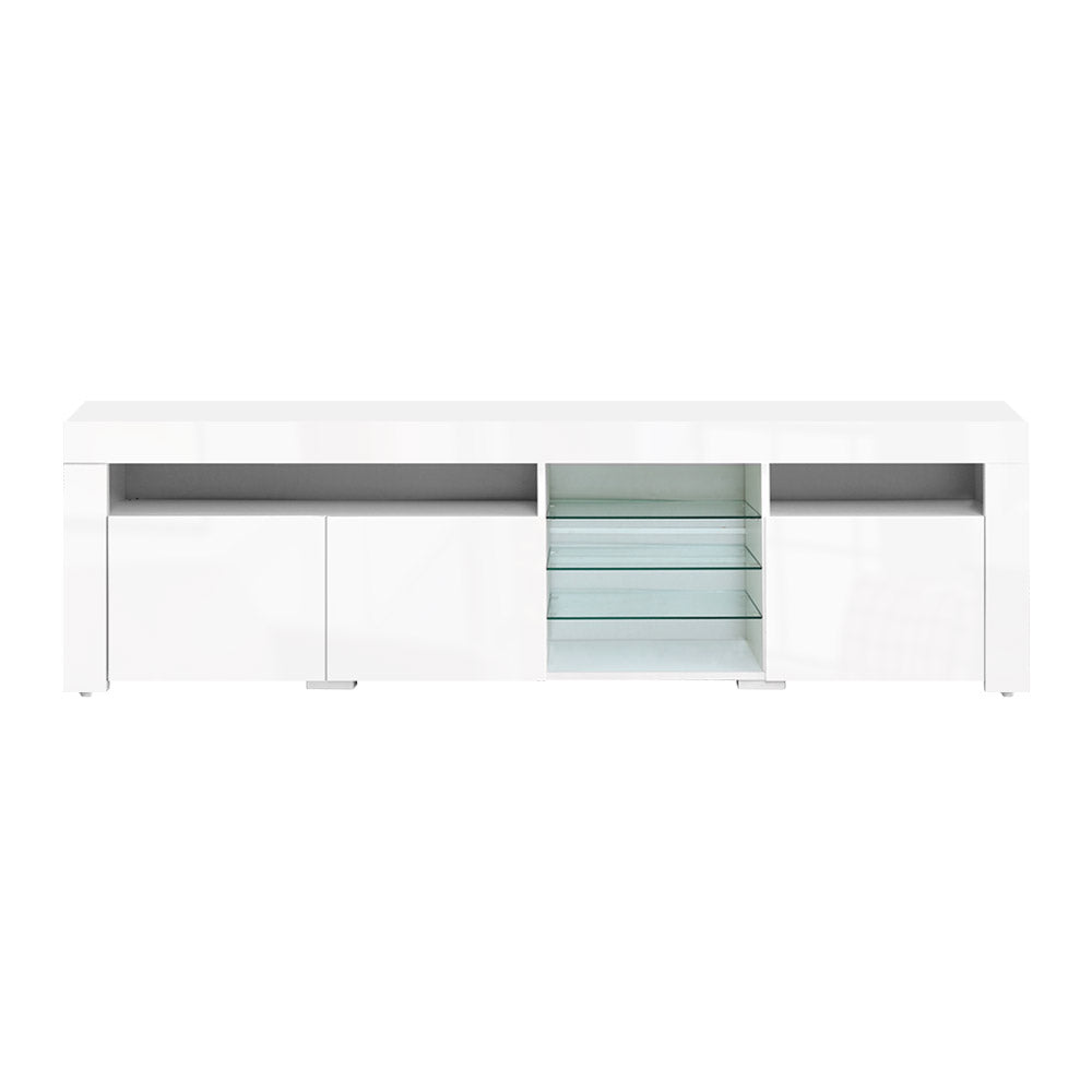 Hanns 180cm TV Cabinet Entertainment Unit Stand RGB LED Gloss 3 Doors - White