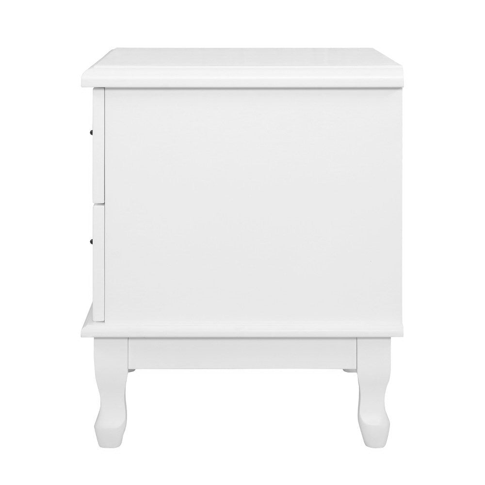 Sherbrooke Wooden Bedside Tables Side Table French Nightstand Storage Cabinet with 2 Drawers - White