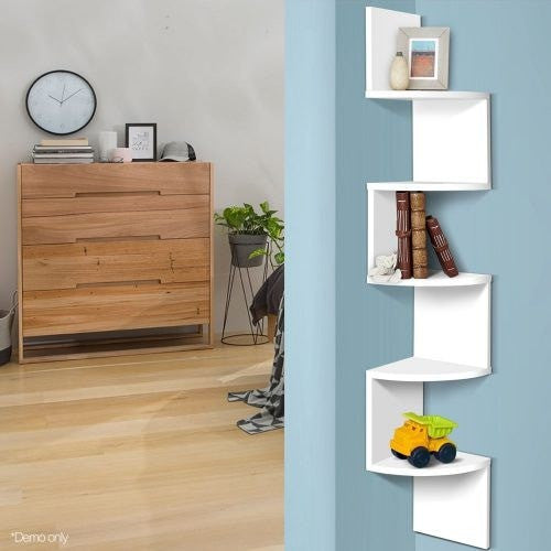 Artiss Wall Shelf Corner Floating 5-Tier White