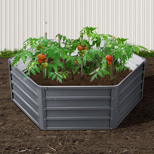 Set of 2 Garden Bed 130x130x46cm Planter Box Raised Container Galvanised