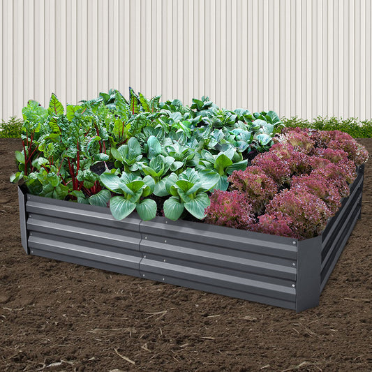 Set of 2 Garden Bed 150x90cm Planter Box Raised Container Galvanised Herb