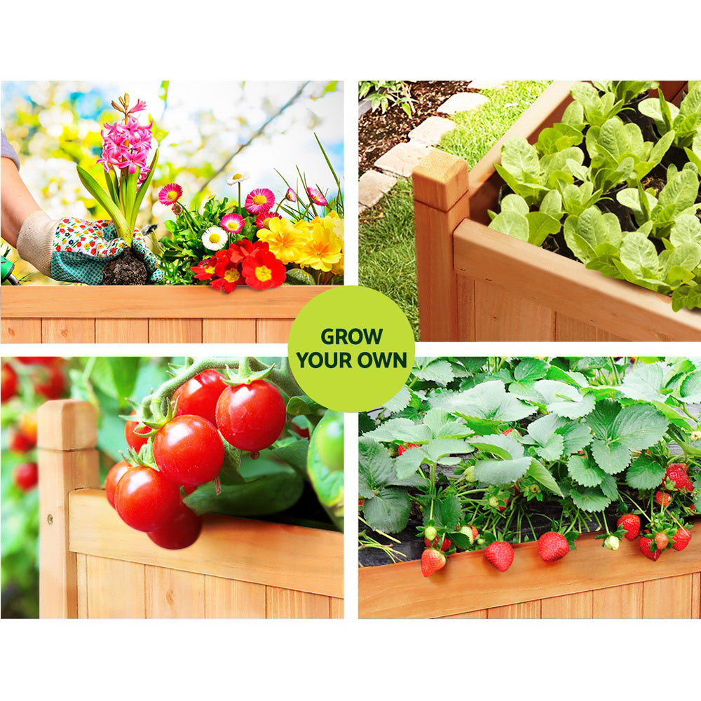 Garden Bed Raised Wooden Planter Outdoor Box Vegetables 90x30x33cm