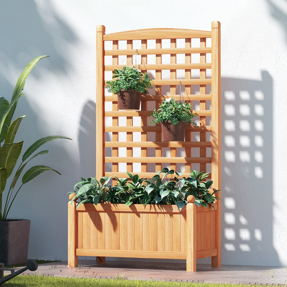 Garden Bed Wooden 64x35x115cm Planter Raised Box Container Trellis