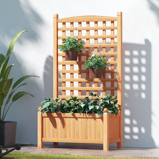 Garden Bed Wooden 64x35x115cm Planter Raised Box Container Trellis