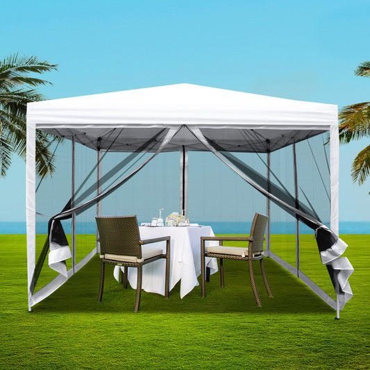 Gazebo Pop Up Marquee 3x3 Wedding Side Mesh Wall Outdoor Gazebos White