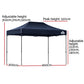 Gazebo Pop Up 3x4.5m w/Base Podx4 Marquee Folding Outdoor Wedding Camping Tent Shade Canopy - Navy