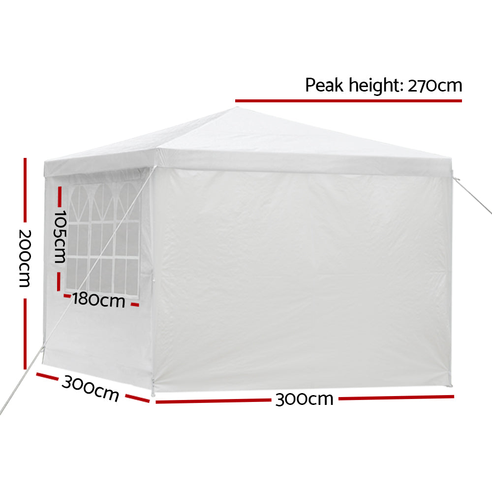 Gazebo 3x3 Outdoor Marquee Gazebos Wedding Party Camping Tent 4 Wall Panels