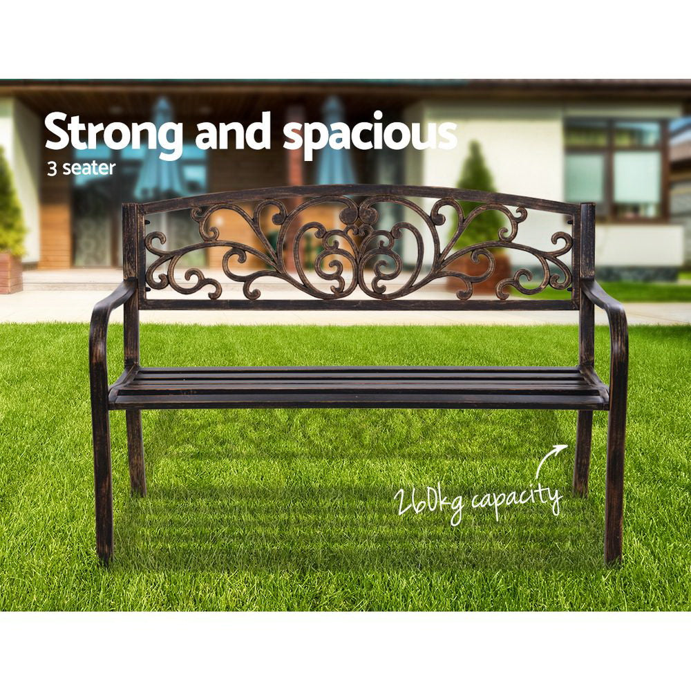 Calliope Cast Iron Garden Bench - Bronze