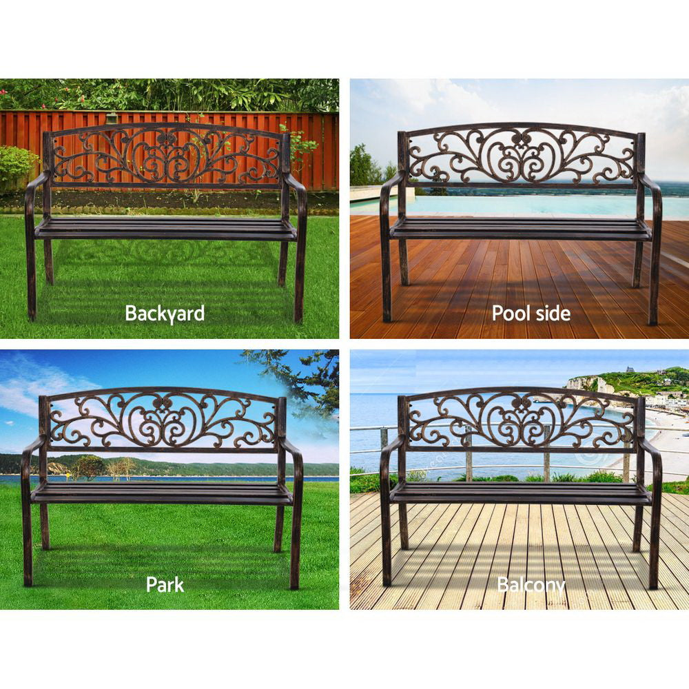 Calliope Cast Iron Garden Bench - Bronze