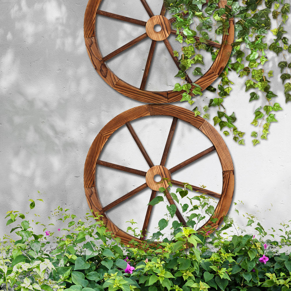 Set of 2 Wooden Wagon Wheel