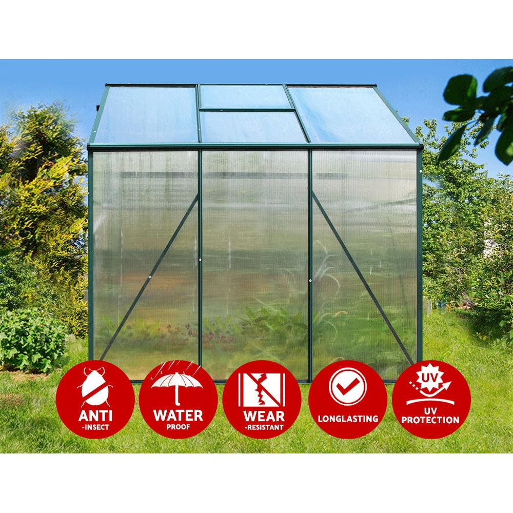 Greenhouse 1.9x1.9x1.83M Aluminium Polycarbonate Green House Garden Shed