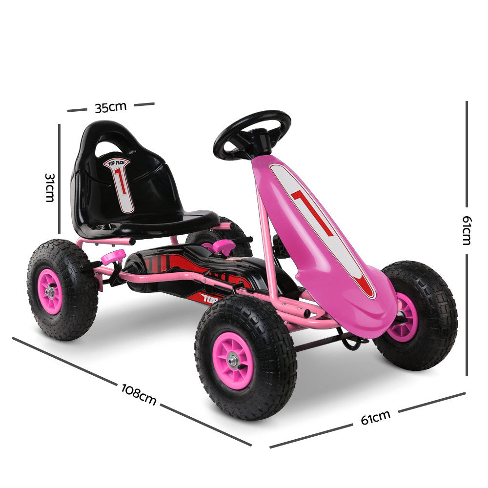 Kids Pedal Go Kart Car Ride On Toys Racing Bike Rubber Tyre Adjustable Seat - Pink