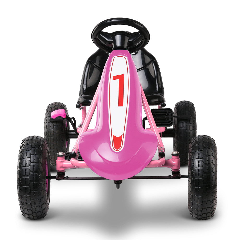 Kids Pedal Go Kart Car Ride On Toys Racing Bike Rubber Tyre Adjustable Seat - Pink
