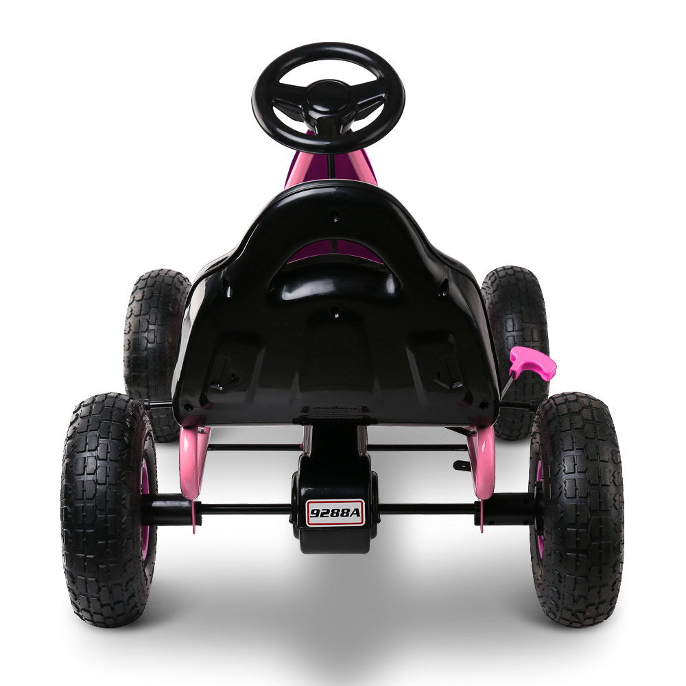 Kids Pedal Go Kart Car Ride On Toys Racing Bike Rubber Tyre Adjustable Seat - Pink