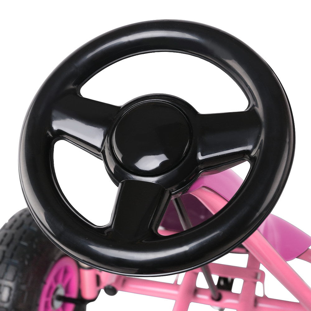 Kids Pedal Go Kart Car Ride On Toys Racing Bike Rubber Tyre Adjustable Seat - Pink