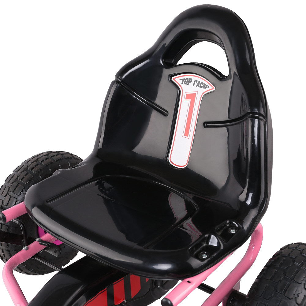 Kids Pedal Go Kart Car Ride On Toys Racing Bike Rubber Tyre Adjustable Seat - Pink