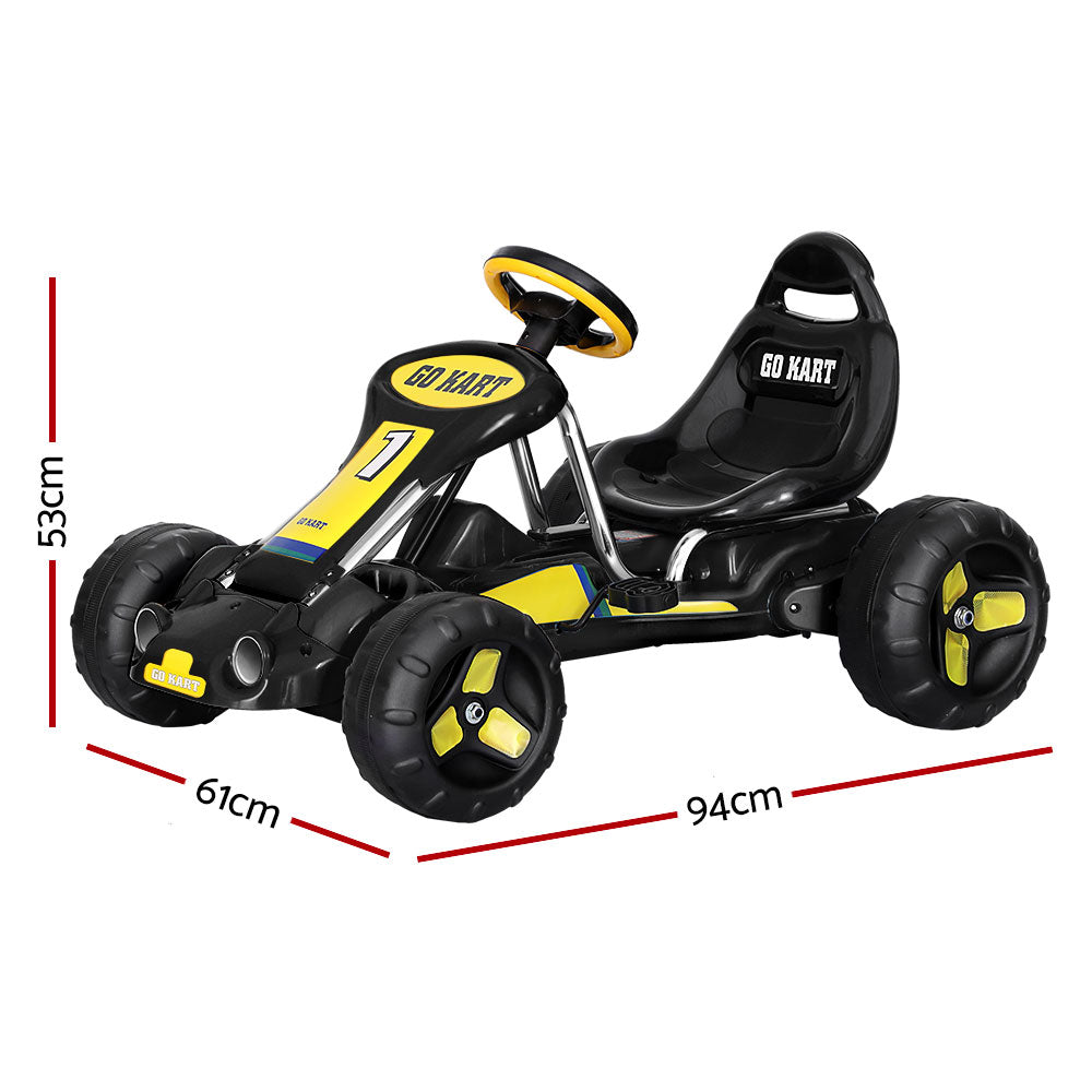 Kids Pedal Go Kart Ride On Toys Racing Car Plastic Tyre - Black