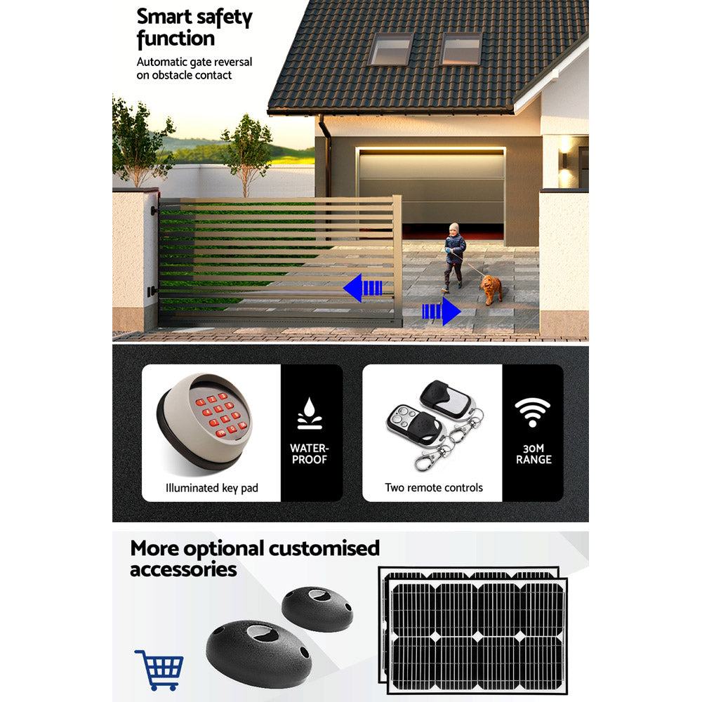 Electric Sliding Gate Opener 1200KG With Remote Hardware Kit 4M Rail