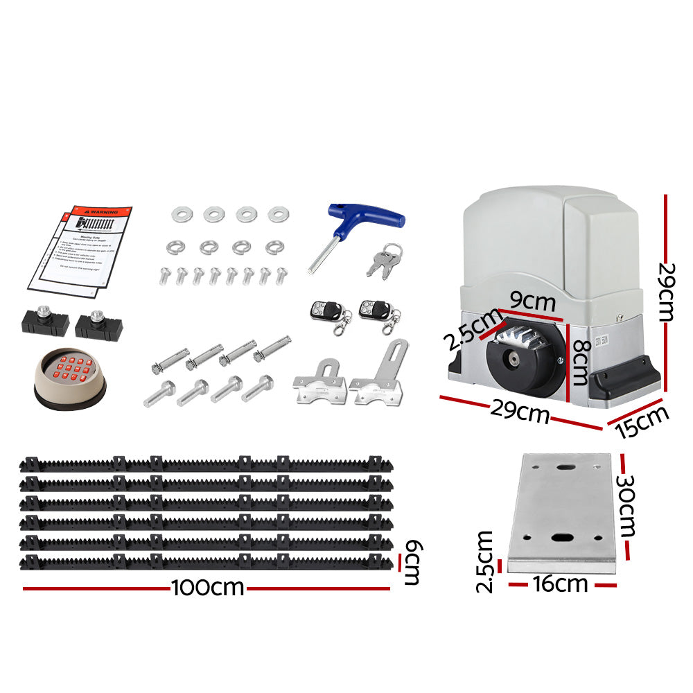 Automatic Sliding Gate Opener & Hardware Kit with Wireless Keypad