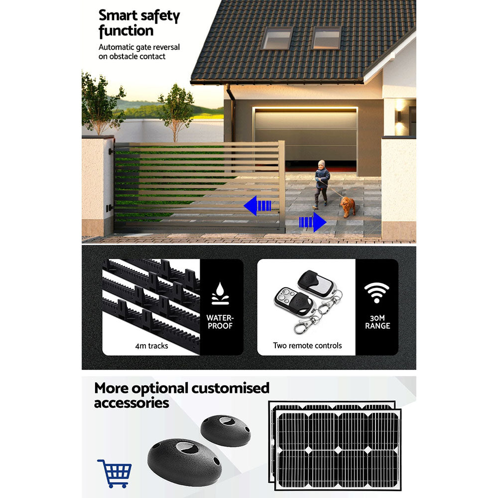 Auto Electric Sliding Gate Opener 1200kg 4m Rails