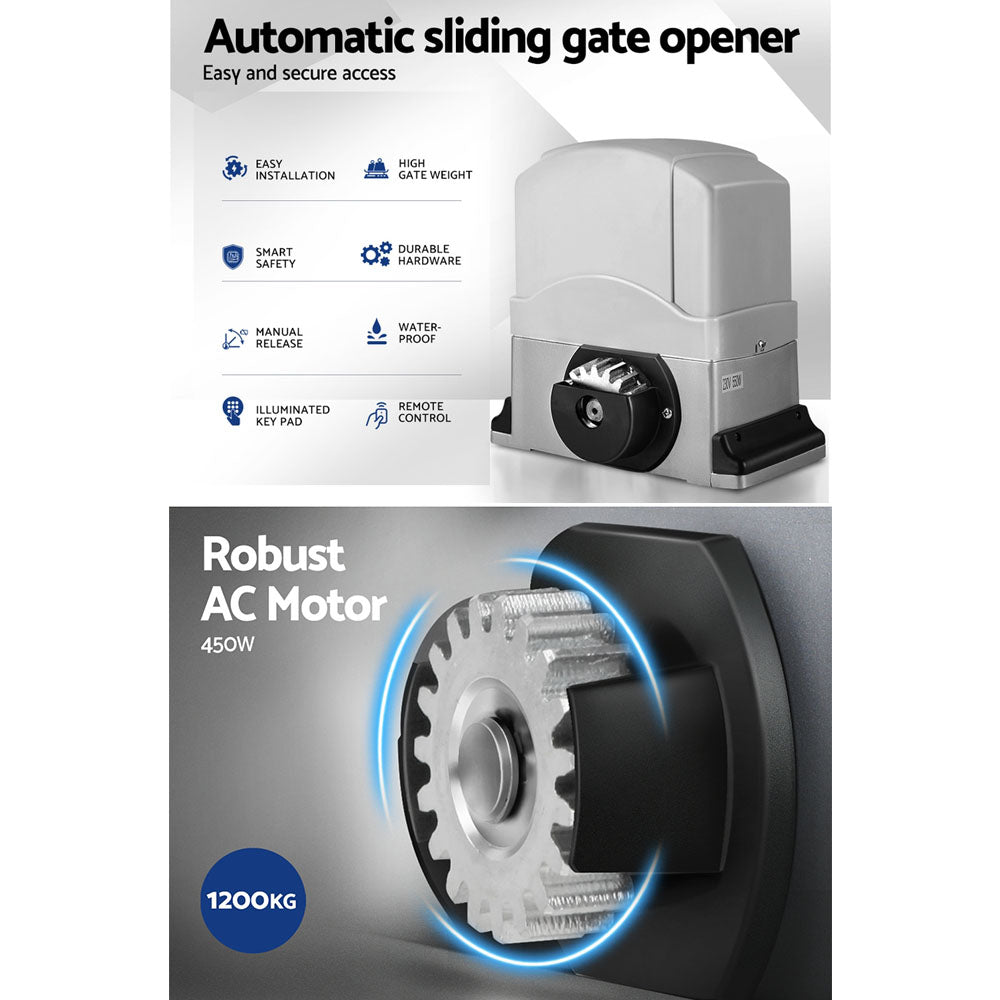 Auto Electric Sliding Gate Opener 1200kg 6m Rails