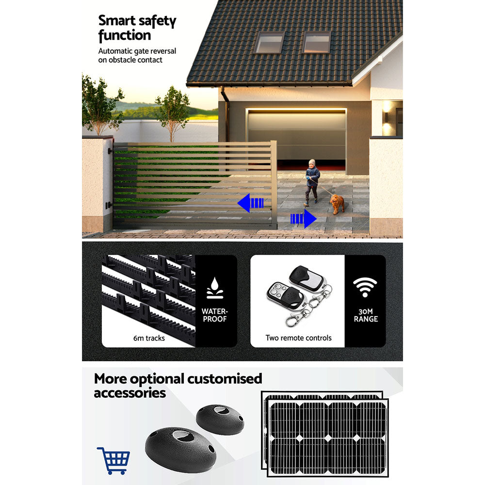 Auto Electric Sliding Gate Opener 1200kg 6m Rails
