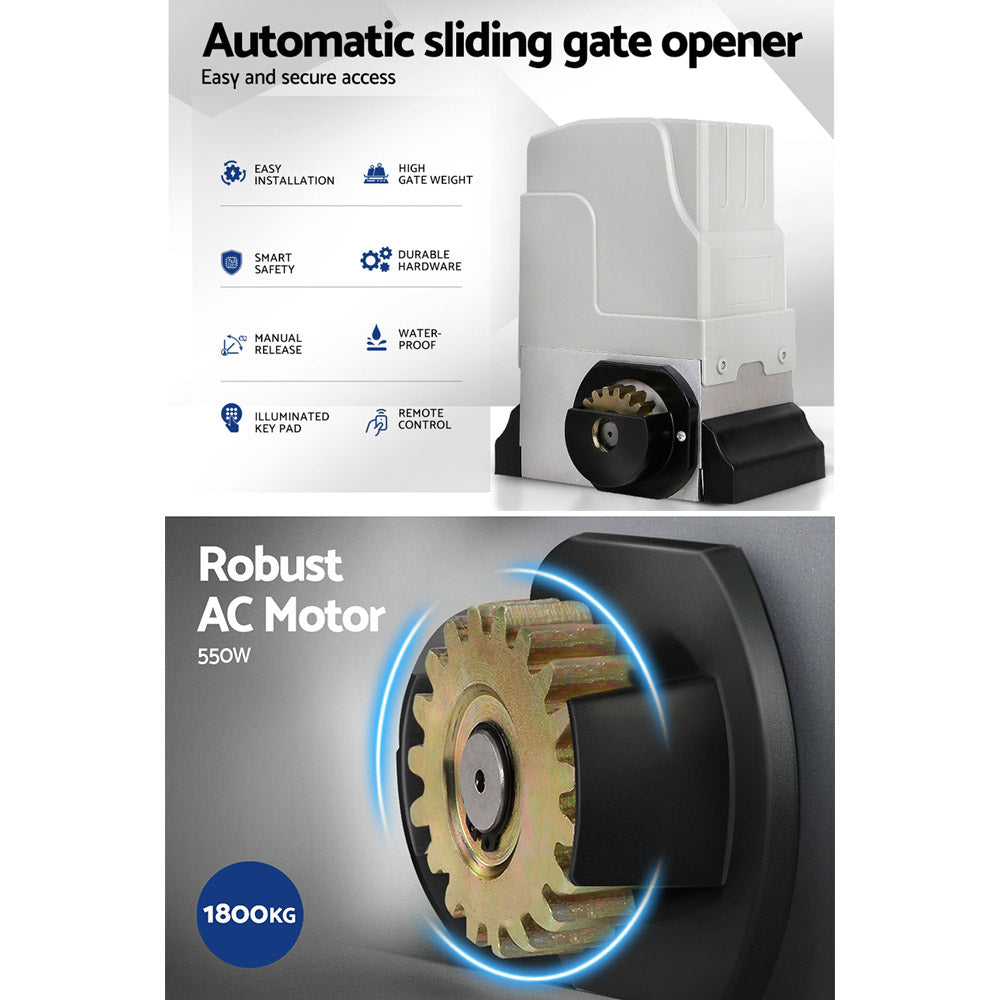Electric Sliding Gate Opener 1800KG With Keypad Remote 6M Rail