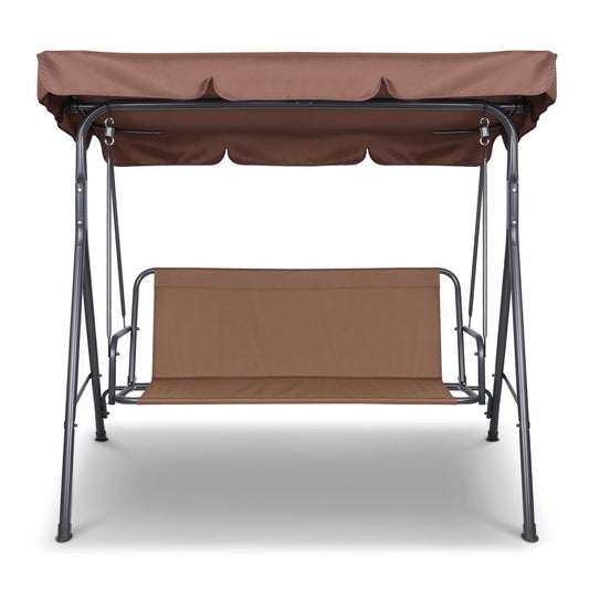Lumin 3 Seater Outdoor Canopy Swing Chair - Coffee