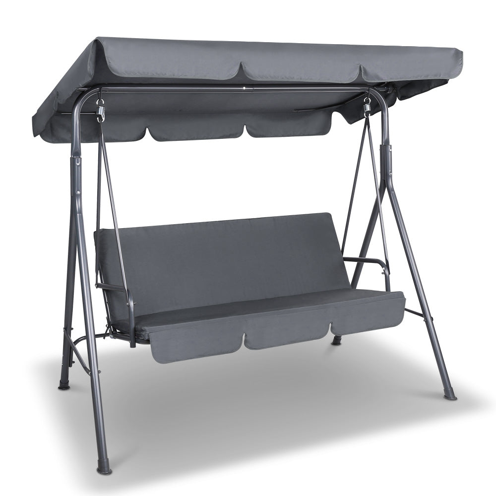 Lumin Outdoor Swing Chair Garden Chair Bench Furniture Canopy 3 Seater - Grey