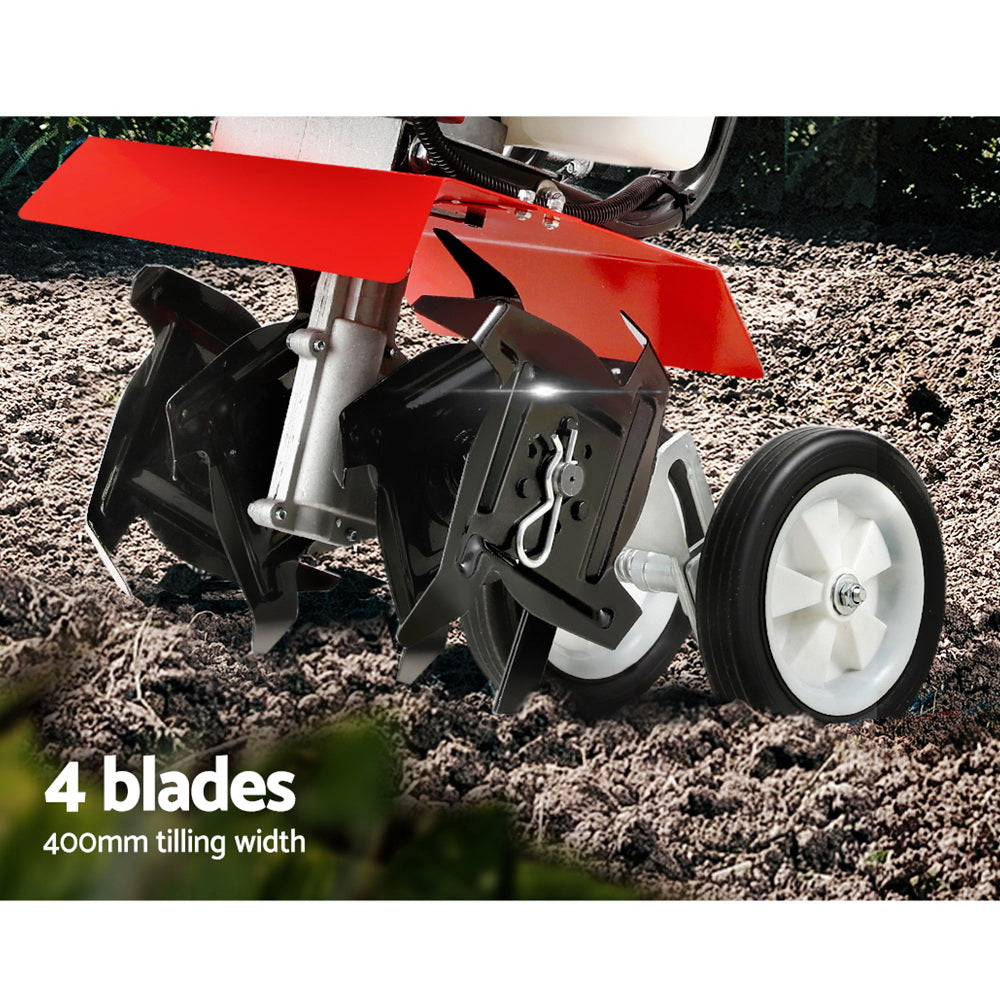 88CC Tiller Garden Cultivator Rototiller 4 Blades Soil Plower Rotary Hoe
