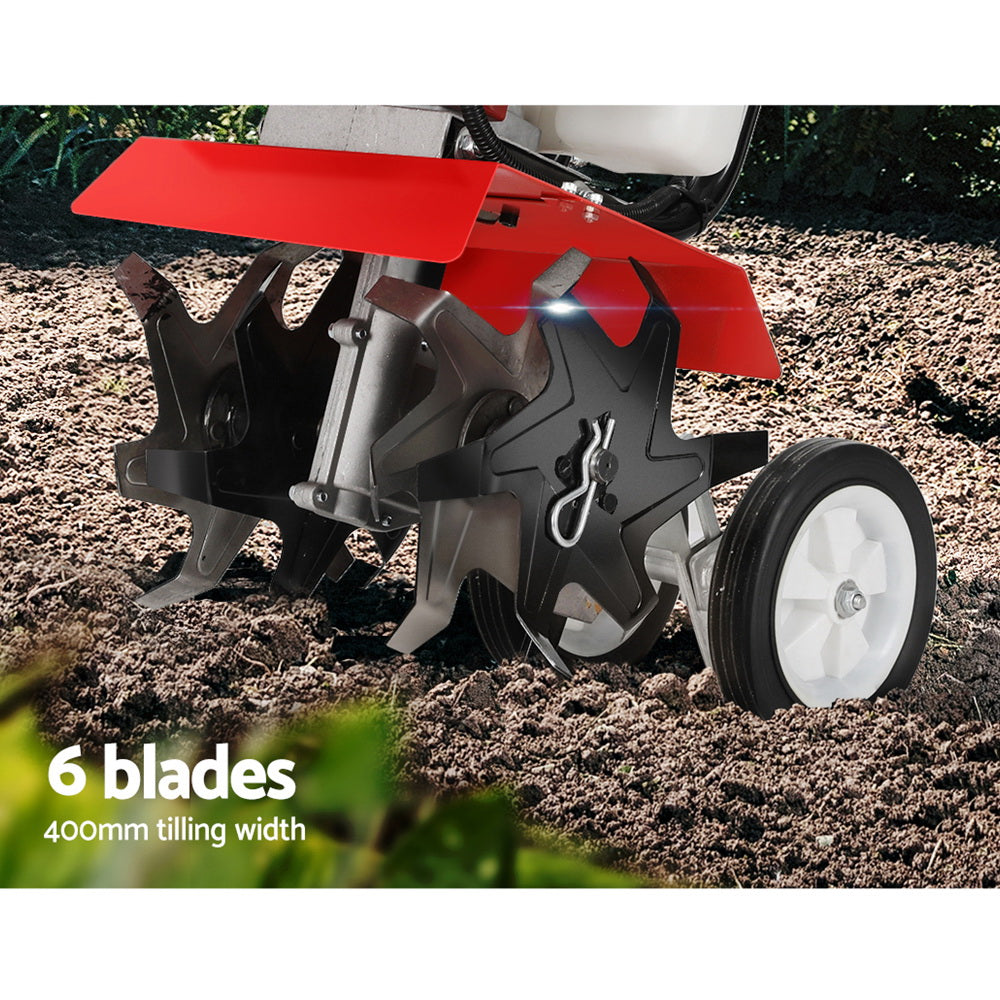 88CC Tiller Garden Cultivator Rototiller 6 Blades Soil Plower Rotary Hoe