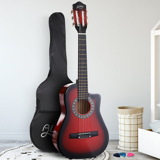 34 Inch Classical Guitar Wooden Body Nylon String Beginner Kids Gift Red