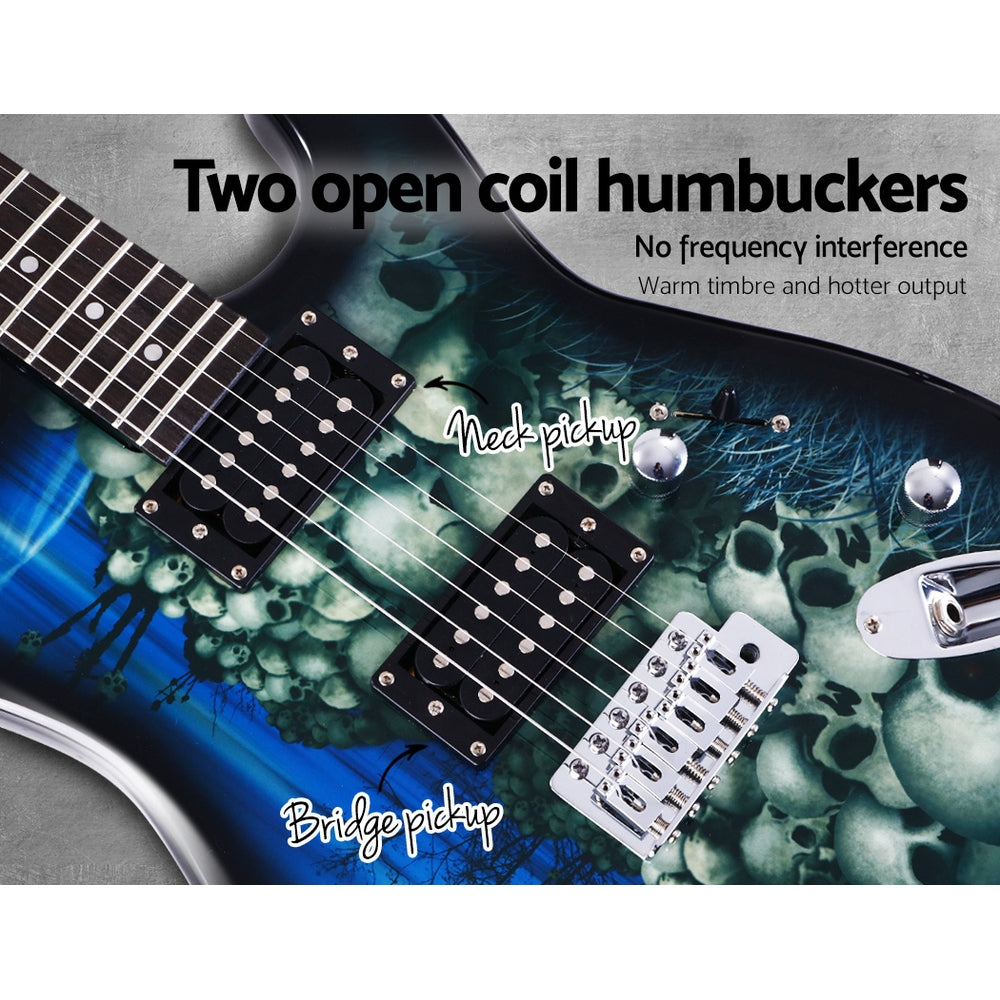 Alpha 41 Inch Electirc Guitar Humbucker Pickup Switch Full Size Skull Pattern