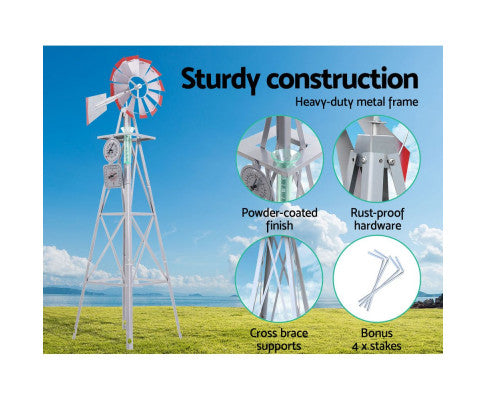 Garden Windmill 4ft 146cm Metal Ornaments Outdoor Decor Ornamental Wind Will