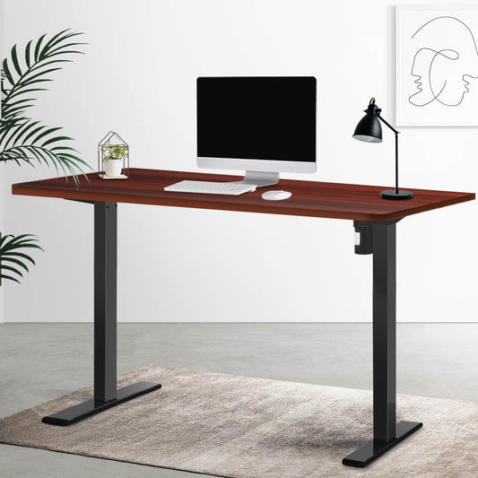 Electric Standing Desk Motorised Sit Stand Desks Table Black Walnut 140cm