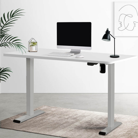 Electric Standing Desk Motorised Sit Stand Desks Table Grey White 140cm