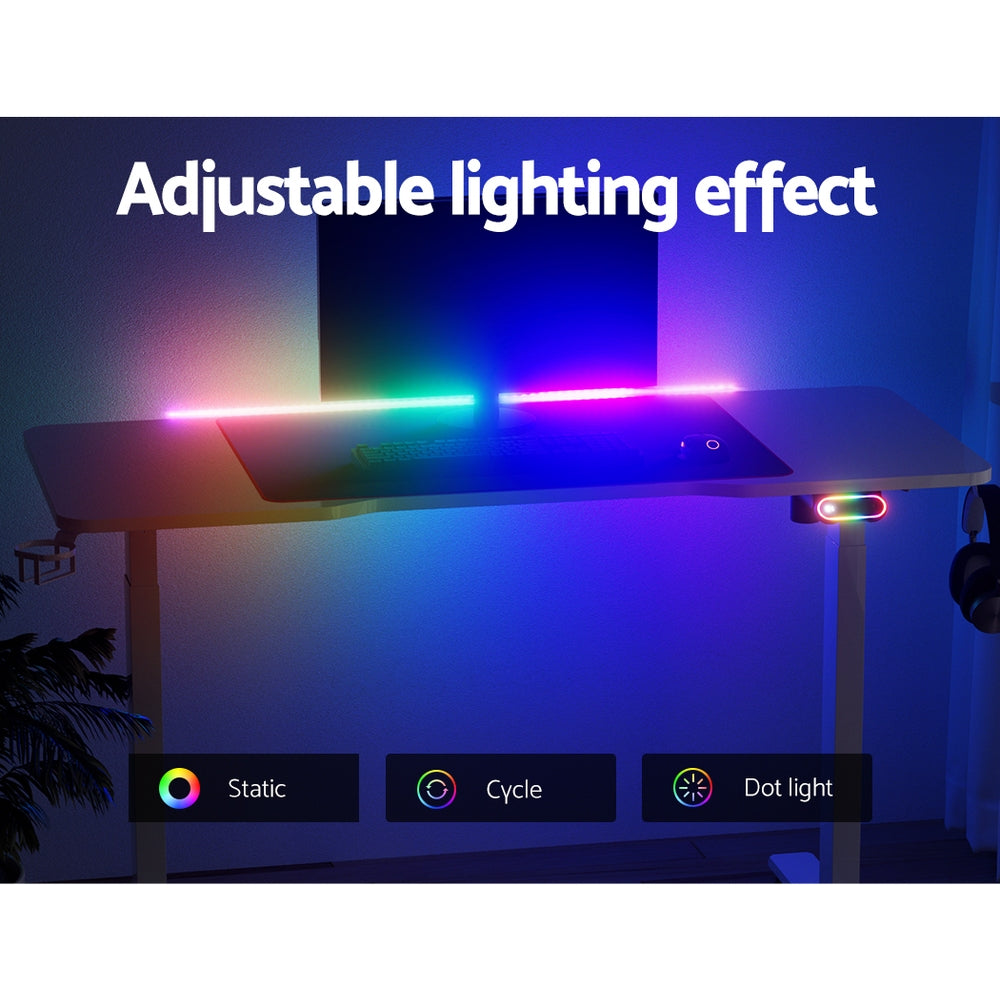 Electric Standing Desk Sit Stand Gaming Desks RGB Light Home Office Table