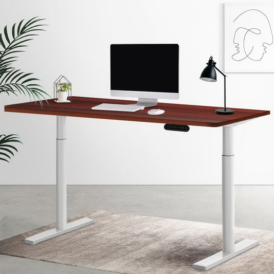 Electric Standing Desk Adjustable Sit Stand Desks White Walnut 140cm