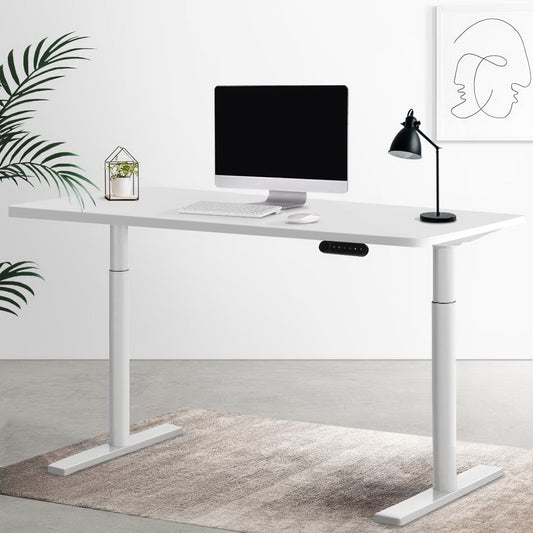 Electric Standing Desk Height Adjustable Sit Stand Desks White 140cm