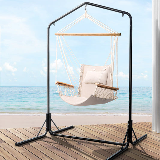 Outdoor Hammock Chair with Stand Swing Hanging Hammock Garden - Cream