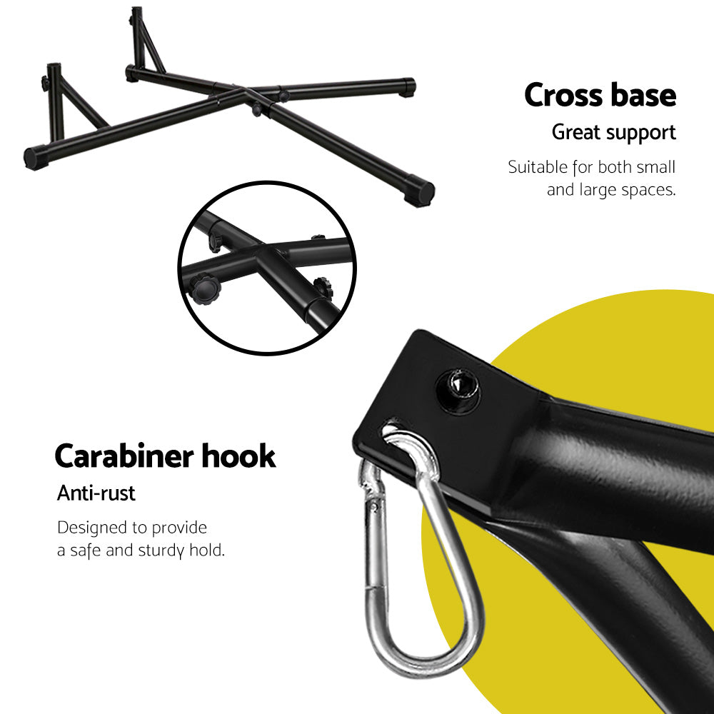 Hammock Chair with Steel Stand Armrest Outdoor Hanging - Grey