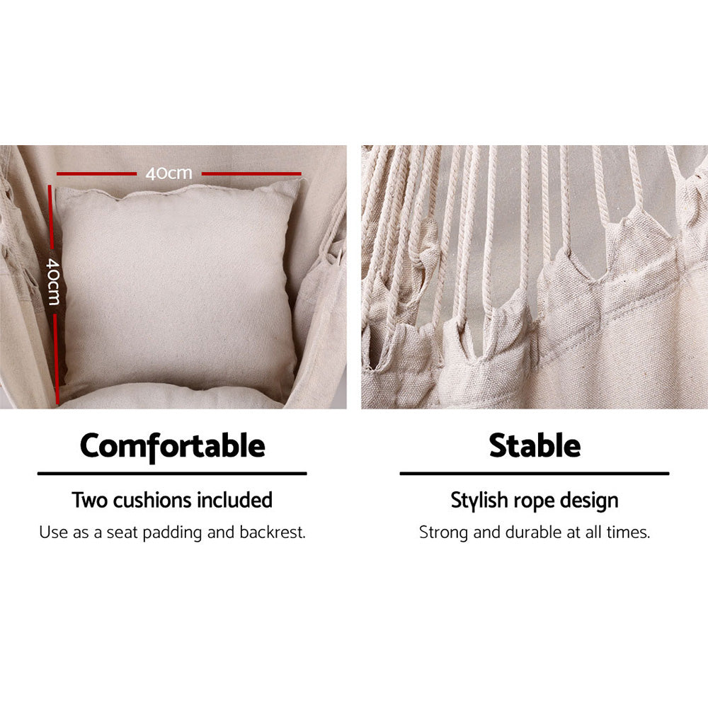 Outdoor Hammock Chair with Stand Hanging Hammock with Pillow - Cream