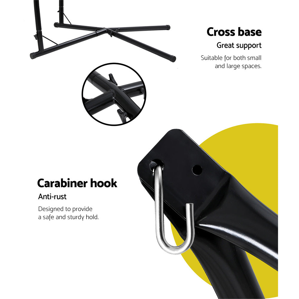 Hammock Chair Outdoor Camping Hanging with Steel Stand - Grey