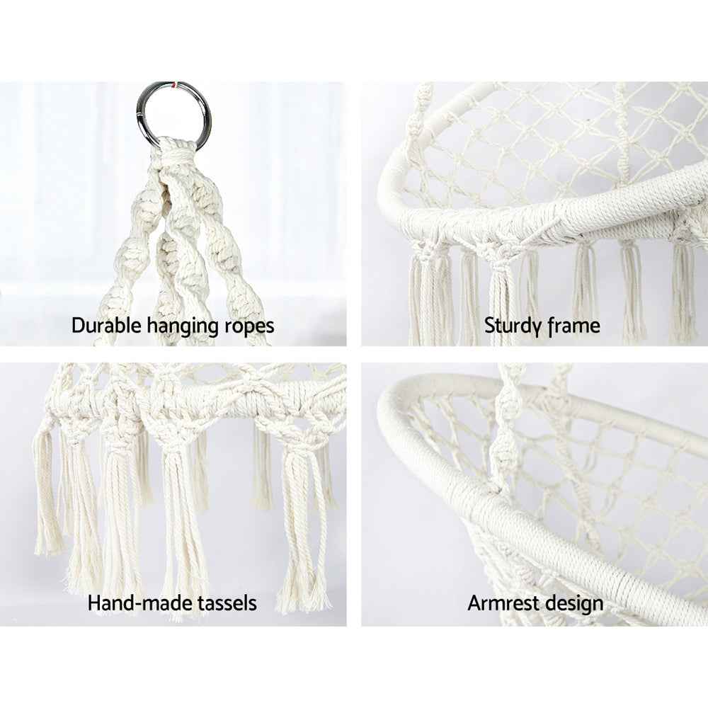 Hammock Chair Outdoor Hanging Macrame Cotton Indoor - Cream