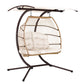 Bryce Egg Swing Chair Rattan Double Hanging Wicker with Stand - Latte