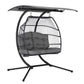 Bryce Egg Swing Chair Rattan Double Hanging Wicker with Stand - Grey
