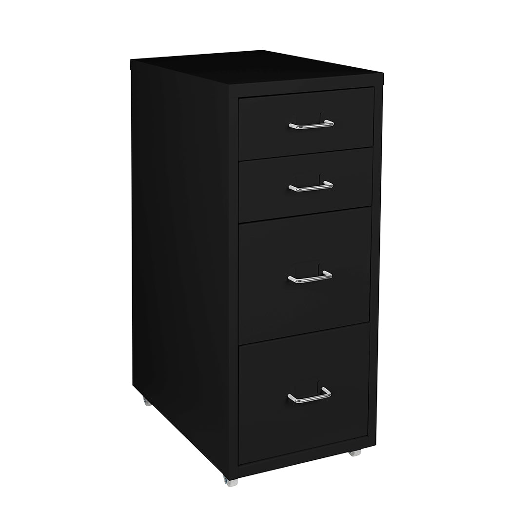 4 Tiers Steel Organiser Metal File Cabinet With Drawers Office Furniture Black