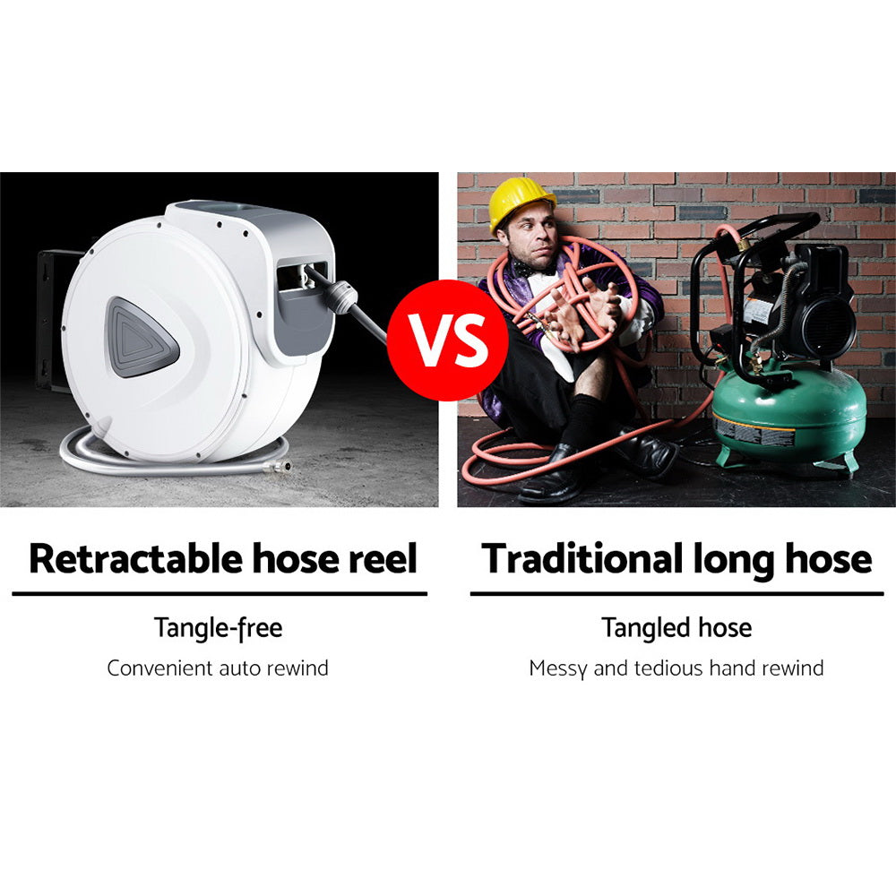 Air Hose Reel 20m Retractable Rewind Swivel Wall Mount Compressor Garage