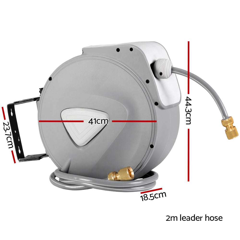 30M Retractable Hose Reel Garden Water Brass Auto Rewind Spray Gun