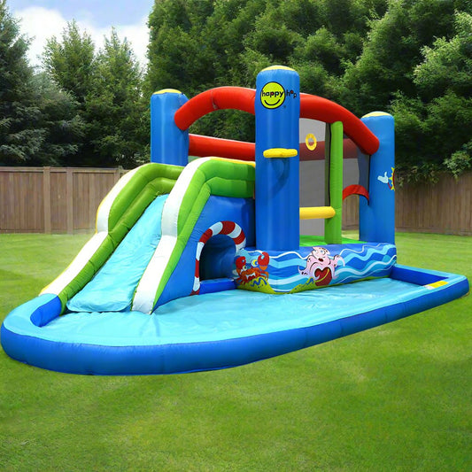 Happy Hop Inflatable Water Slide Jumping Trampoline Castle Bouncer Toy Splash